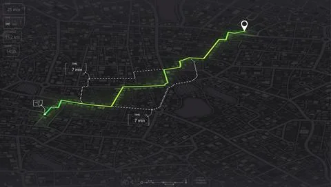 Gps map navigation to own house. View from above the map buildings. Detailed Stock Illustration