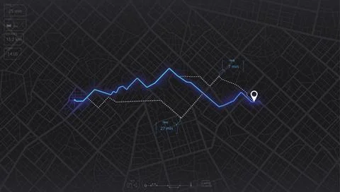 Gps map navigation to own house. View from above the map buildings. Detailed Stock Illustration