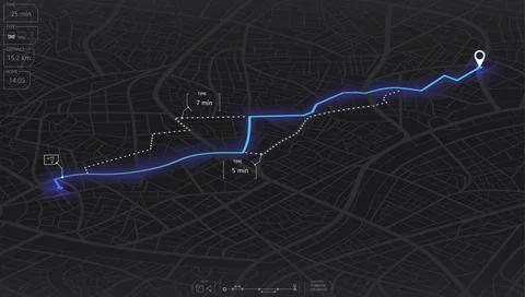 Gps map navigation to own house. View from above the map buildings. Detailed Stock Illustration