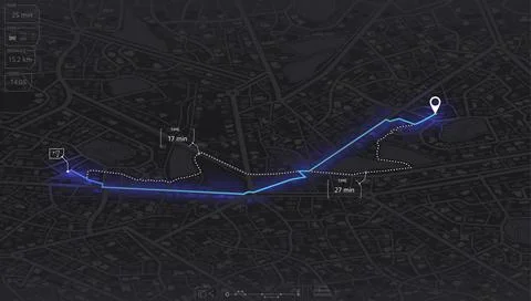 Gps map navigation to own house. View from above the map buildings. Detailed Illustrazione stock