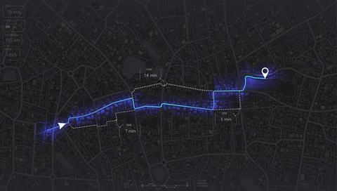 Gps map navigation to own house. View from above the map buildings. Detailed Stock Illustration