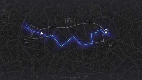 Gps map navigation to own house. View from above the map buildings. Detailed Stock Illustration