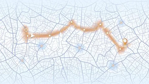 Gps map navigation to own house. City top view. View from above the map Stock Illustration