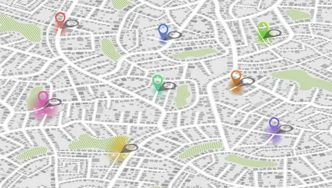 Gps map navigation to own house. City top view. View from above the map Stock Illustration