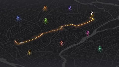 Gps map navigation to own house. City top view. View from above the map Stock Illustration