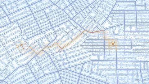 Gps map navigation to own house. City top view. View from above the map Stock Illustration