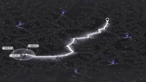 Gps map navigation to own house. City top view. View from above the map Stock Illustration