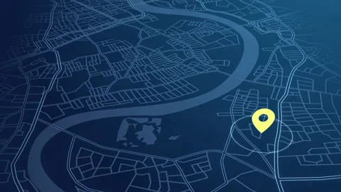 Gps map navigator system. route destination 3d city streets. pin location Vidéo 153856861