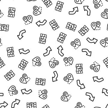 Gps Map Plan Navigation Seamless Pattern Vector Illustrazione stock