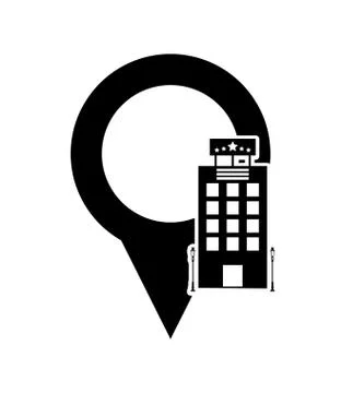 Gps map pointer and hotel icon Stock Illustration