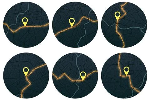 Gps map set navigation to own house. City top view. View from above the map Stock Illustration
