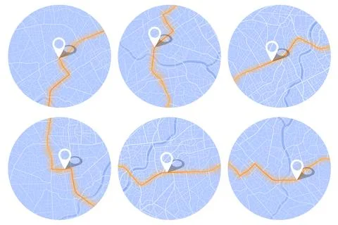 Gps map set navigation to own house. City top view. View from above the map 库存插图
