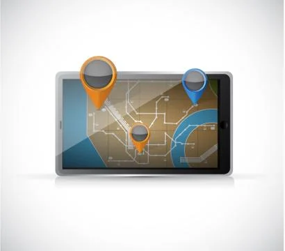 Gps map on a tablet. illustration design Stock Illustration