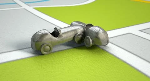 Gps map with toy car collision Stock Illustration