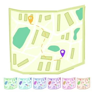 Gps map vector cartoon graphic 스톡 일러스트
