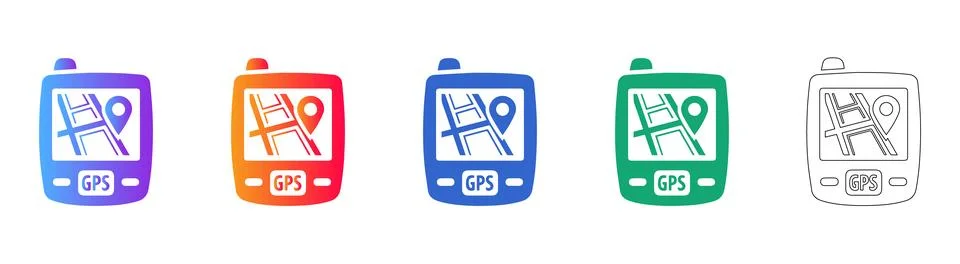 GPS Mapping and Tracking Unit Icons Stock Illustration