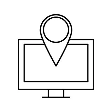 Gps mark over computer line style icon vector design Stock Illustration