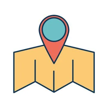 Gps mark over map line and fill style icon vector design Ilustração Stock