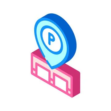Gps mark of parking location isometric icon vector illustration Stock Illustration