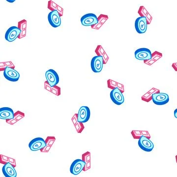 Gps mark of parking location isometric icon seamless pattern Stock Illustration