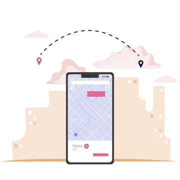 GPS mobile application for find correct way Stock Illustration