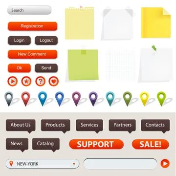 Gps navigation and website elements Stock Illustration