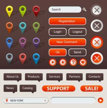 Gps navigation and website elements Stock Illustration