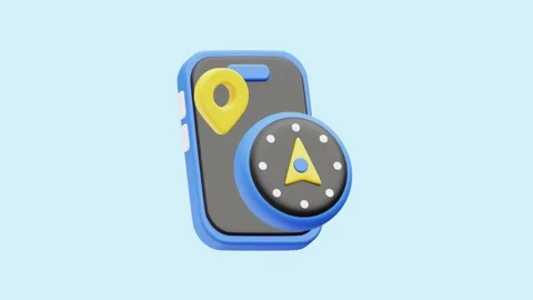 GPS Navigation animated 3d icon. Stock Footage 289454099