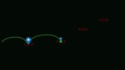 Gps navigation app animated interface. Location pins journey tracking map a.. Stock Footage 321587110