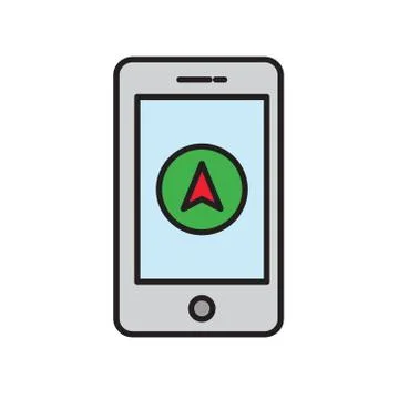 GPS navigation app glyph icon isolated on white. EPS10 Stock Illustration