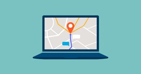 GPS navigation app on a laptop Stock Footage 118091217