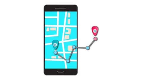 GPS navigation. App with pointer on a smartphone.  Animation. Stock Footage 157850850
