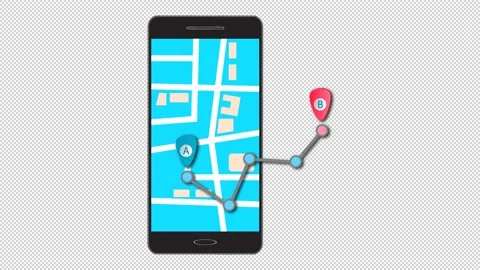 GPS navigation. App with pointer on a smartphone. Animation. Stock Footage 157850870