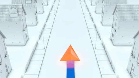 GPS Navigation Arrow moving forward in the street. (Seamless loop) Stock Footage 72551083