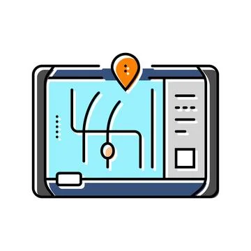 Gps navigation autonomous delivery color icon vector illustration イラスト素材