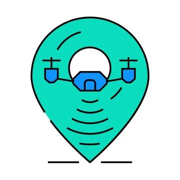 Gps navigation autonomous delivery icon color illustration Stock Illustration