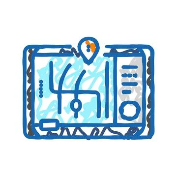 Gps navigation autonomous delivery icon doodle illustration 库存插图