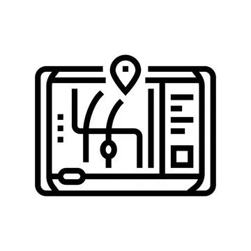 Gps navigation autonomous delivery line icon vector illustration イラスト素材