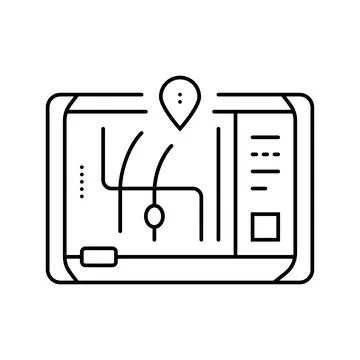 Gps navigation autonomous delivery line icon vector illustration イラスト素材