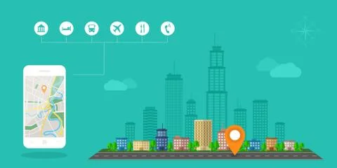 Gps navigation banner Stock Illustration