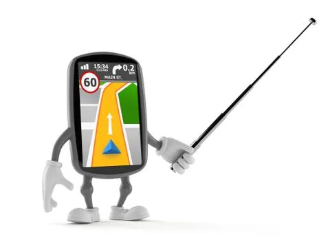 GPS navigation character aiming with pointer stick Stock Illustration