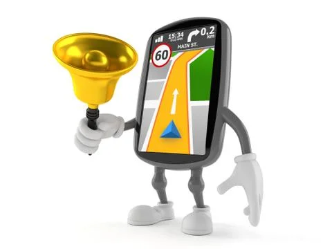 GPS navigation character ringing a hand bell Stock Illustration