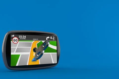 GPS navigation with clockwork key Illustrazione stock