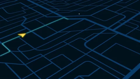 GPS navigation concept. Arrow moving forward on a map. Seamless loop. Stock Footage 197268365