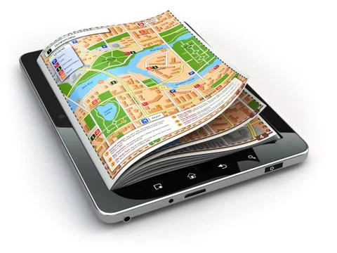 Gps navigation concept. guide map on the tablet pc screen. Stock Illustration
