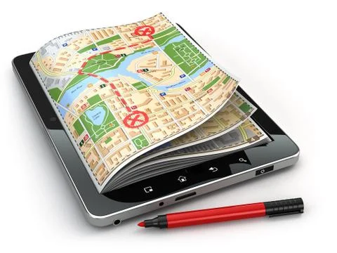 Gps navigation concept. guide map on the tablet pc screen. Stock Illustration