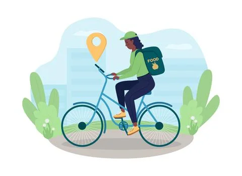 Gps navigation for delivery worker 2D vector isolated illustration Illustrazione stock