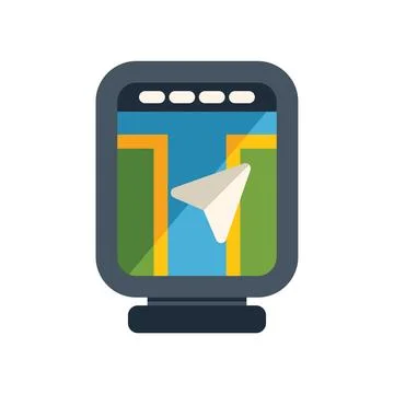 Gps navigation device displaying location on digital map with cursor Stock Illustration