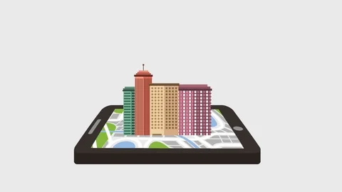 Gps navigation device map landscpae and city 3d destination Stock Footage 87080364