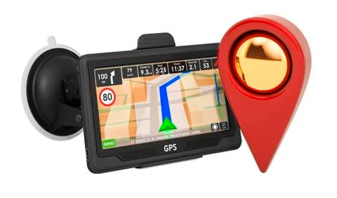 GPS navigation device with map pointer, 3D rendering 스톡 일러스트